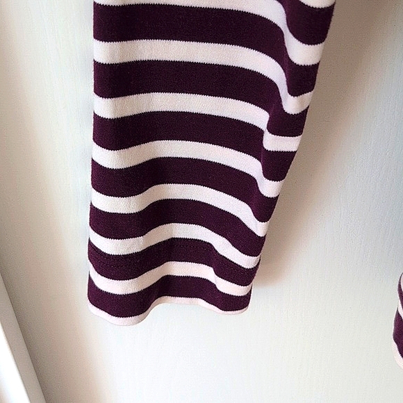 L.L. Bean. Womens Medium Cowl Neck Top Purple Striped Cotton Preppy Casual - Picture 4 of 7